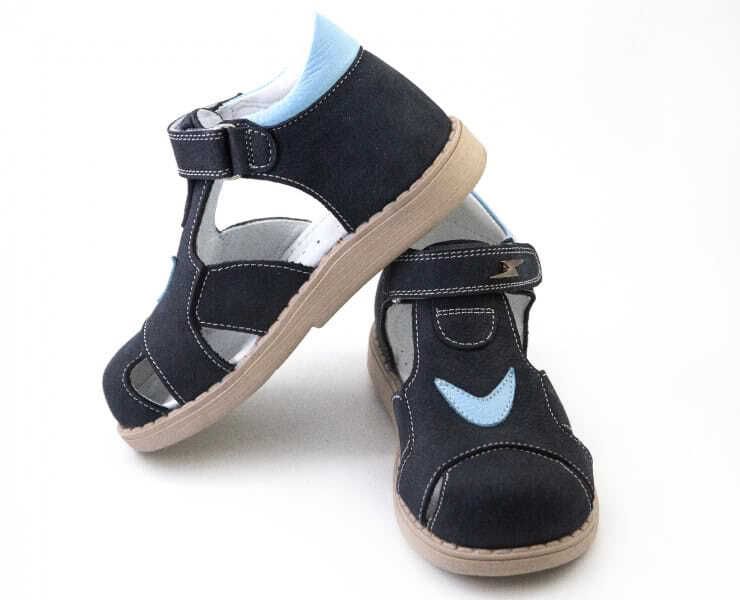 Ортопедичні сандалі з натуральної шкіри для хлопчика ​​Ortofina 230-11 - Для профілактики і лікування плоскостопості, Темно-синій колір