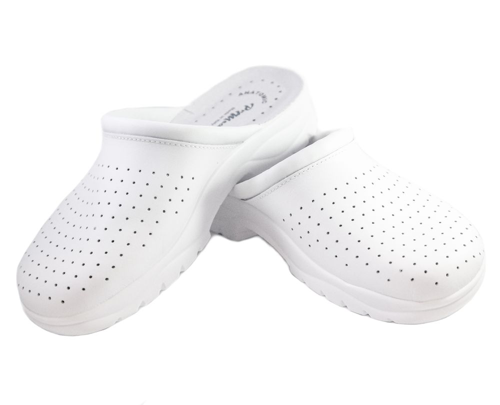 Білі чоловічі медичні сабо Promedix 501 - Для роботи на ногах, Білий колір