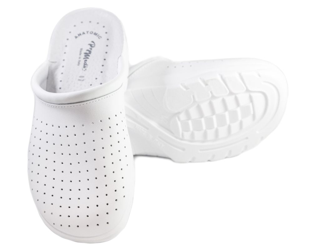 Білі чоловічі медичні сабо Promedix 501 - Для роботи на ногах, Білий колір