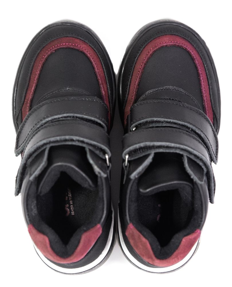 Ортопедичні черевики для дітей чорного кольору з червоними вставками Ortofina 03-03 - Для профілактики і лікування плоскостопості, Чорний колір