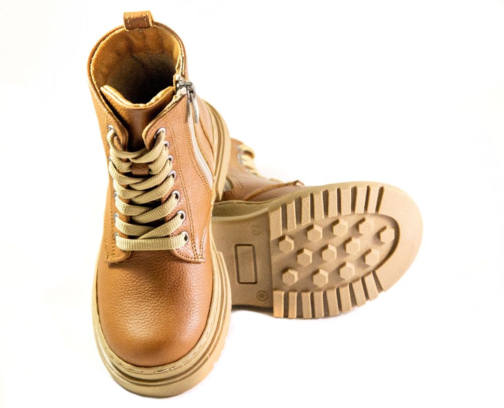 Коричневі дитячі ортопедичні черевики з натуральної шкіри Ortofina 20-07 - Для профілактики і лікування плоскостопості, Коричневий колір