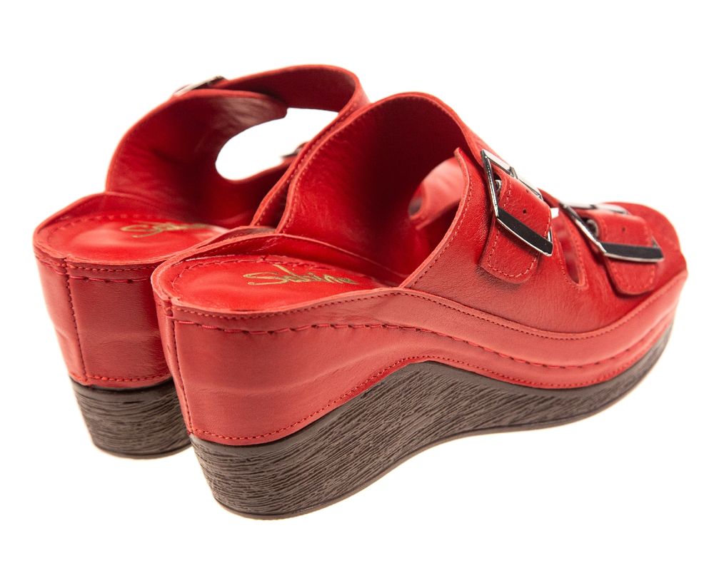 Червоні жіночі шльопанці Sabine 401 - На широку ногу, Червоний колір