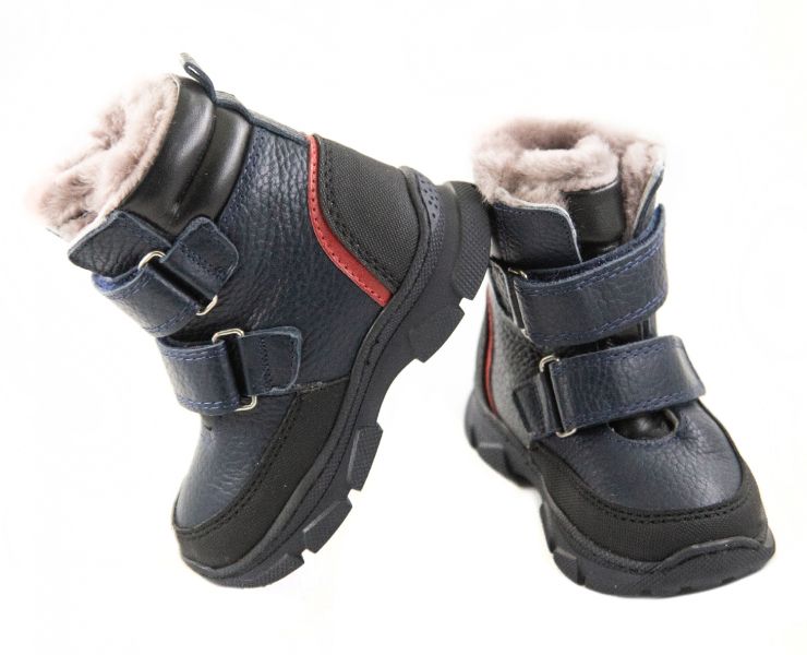 Сині дитячі ортопедичні зимові черевики на липучках Ortofina 373-03 - , Темно-синій колір