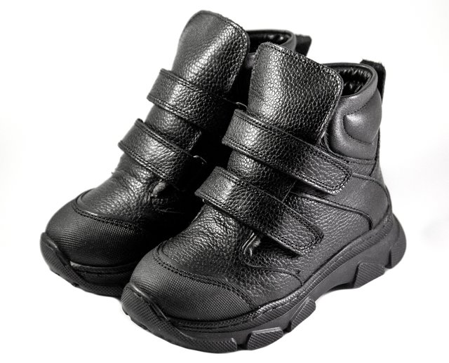 Зимові ортопедичні черевики для дітей чорного кольору Ortofina 108-02 - Для профілактики і лікування плоскостопості, Чорний колір