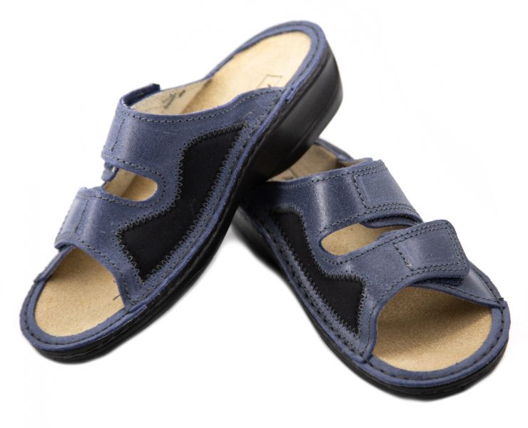 Темно-сині жіночі ортопедичні шльопанці на широку ногу Ampelio 3701 - На широку ногу, Темно-синій колір