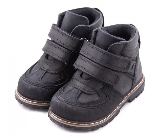 Чорні ортопедичні черевики для хлопчика з натуральної шкіри Ortofina 359-04
