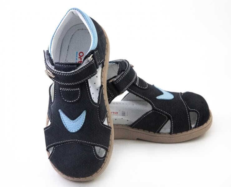 Ортопедичні сандалі з натуральної шкіри для хлопчика ​​Ortofina 230-11 - Для профілактики і лікування плоскостопості, Темно-синій колір