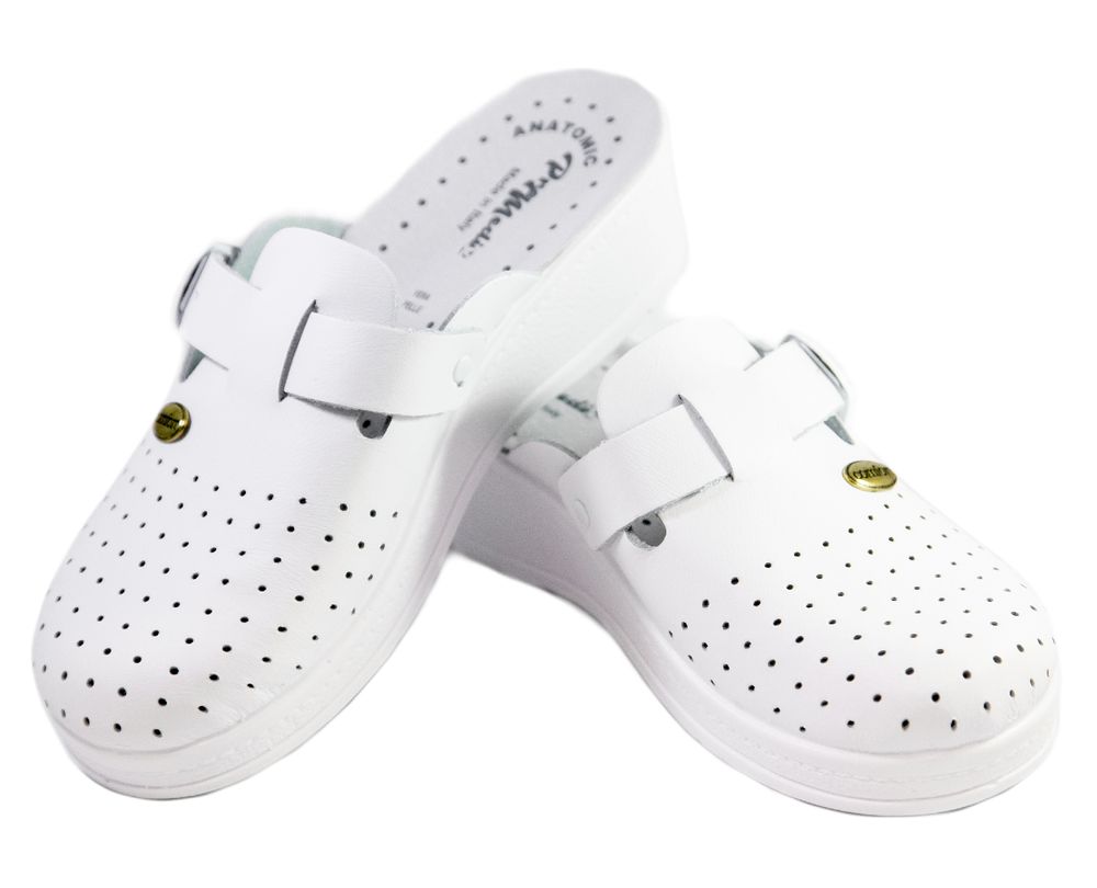 Білі жіночі сабо Promedix 708 - Для роботи на ногах, Білий колір