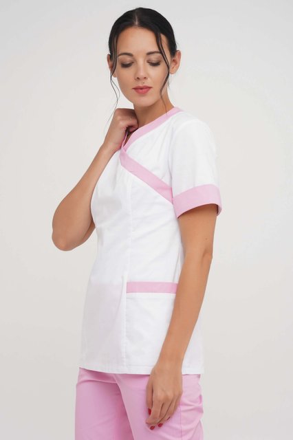 Куртка жіноча медична 206 (Білий-рожевий) , Білий, 42