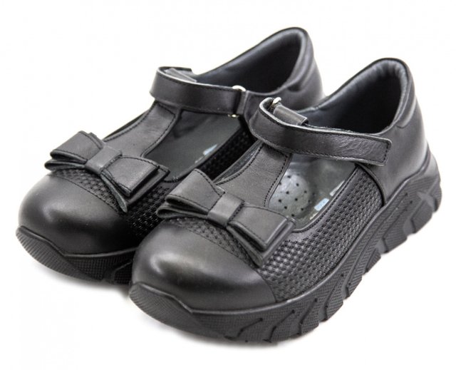 Чорні шкільні ортопедичні туфлі для дівчинки підлітка 517-02