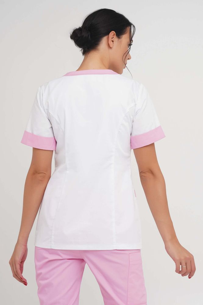 Куртка жіноча медична 206 (Білий-рожевий) , Білий, 42