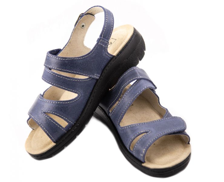 Жіночі сині сандалі на широку ногу Ampelio 2602 - На широку ногу, Синій колір