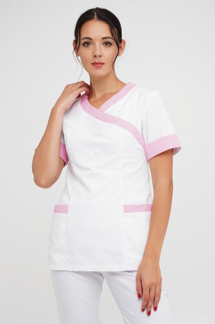 Костюм жіночий медичний 206 (Білий-рожевий кант), Білий, 42