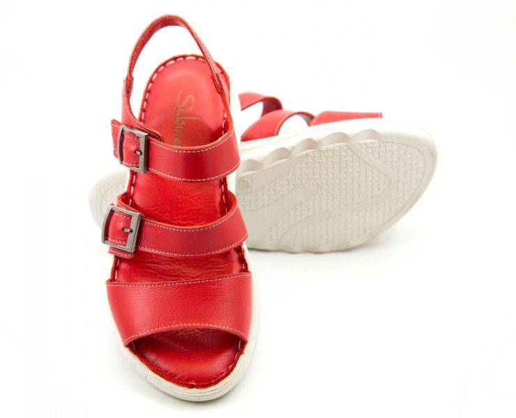 Червоні жіночі сандалі з білою підошвою Sabine 1240