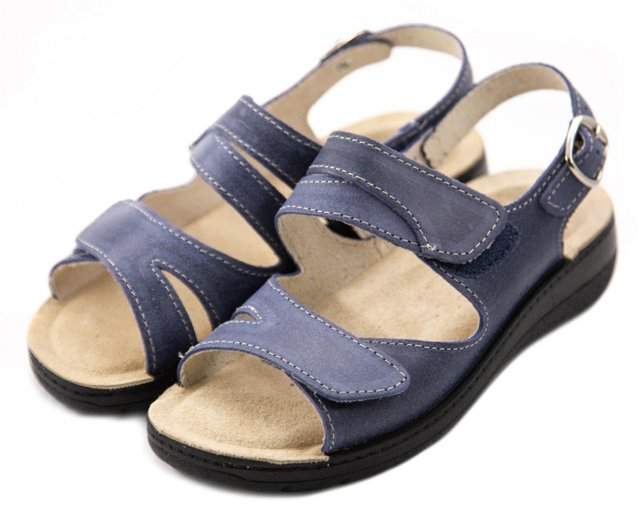 Жіночі сині сандалі на широку ногу Ampelio 2602 - На широку ногу, Синій колір