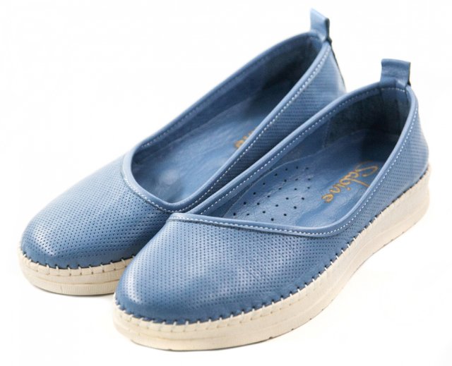 Жіночі блакитні шкіряні ортопедичні туфлі з супінатором Sabine 21528