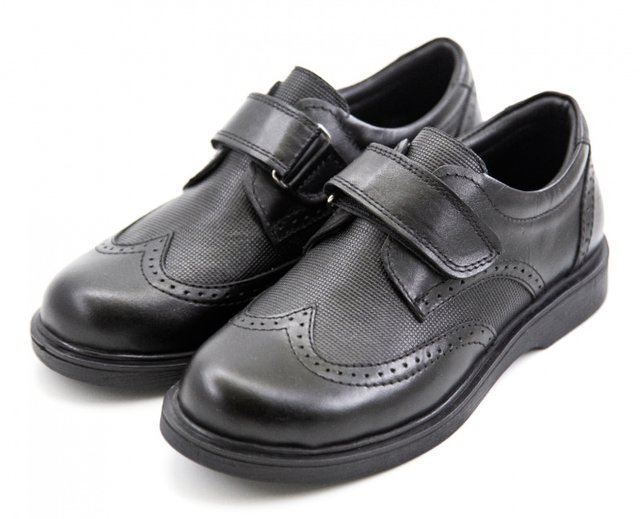 Хлопчачі ортопедичні туфлі на липучках для підлітка 501-01 - Шкільне, Чорний колір