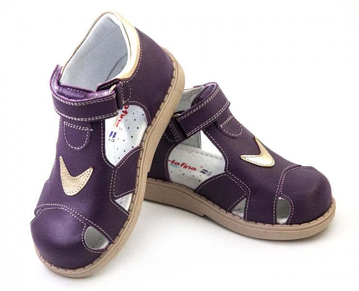 Закриті дитячі ортопедичні сандалі на липучках Ortofina 230-04 - Для профілактики і лікування плоскостопості, Фіолетовий колір