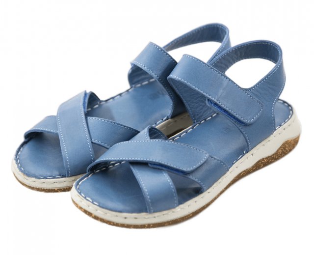 Сині жіночі сандалі на липучках Sabine 971 - Для роботи на ногах, Синій колір