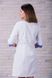 Приталений медичний жіночий халат з ліловими манжетами для медсестри