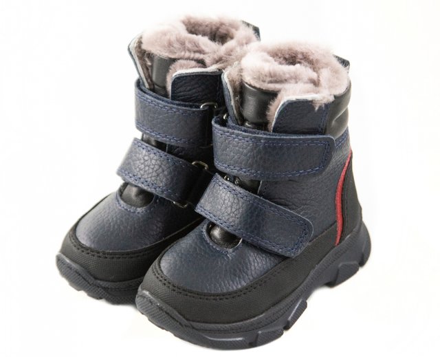 Сині дитячі ортопедичні зимові черевики на липучках