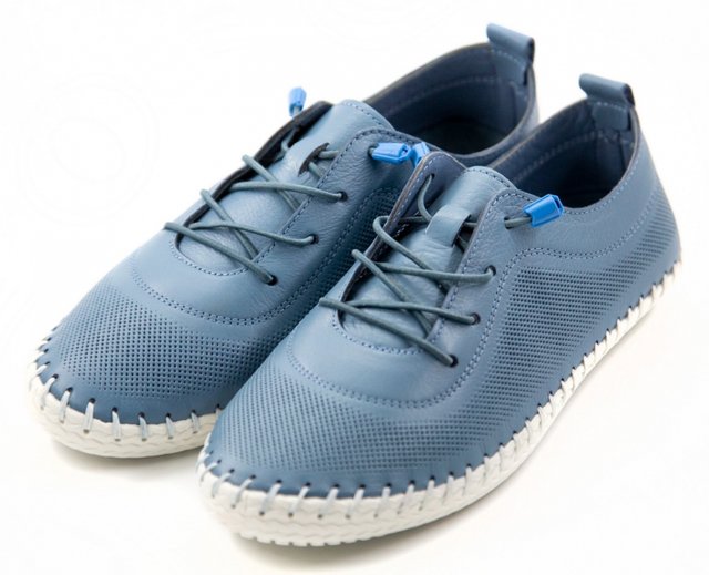 Жіночі ортопедичні туфлі-кеди блакитні Sabine 1003-1 - При кісточках на ногах, Синій колір